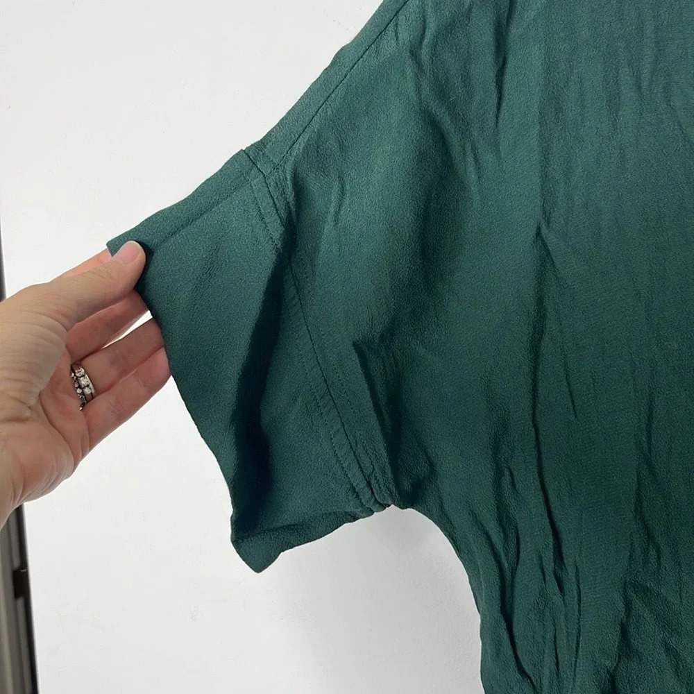 Madewell Green V-neck Novel Tunic Shift Mini Dress - Picture 4 of 8